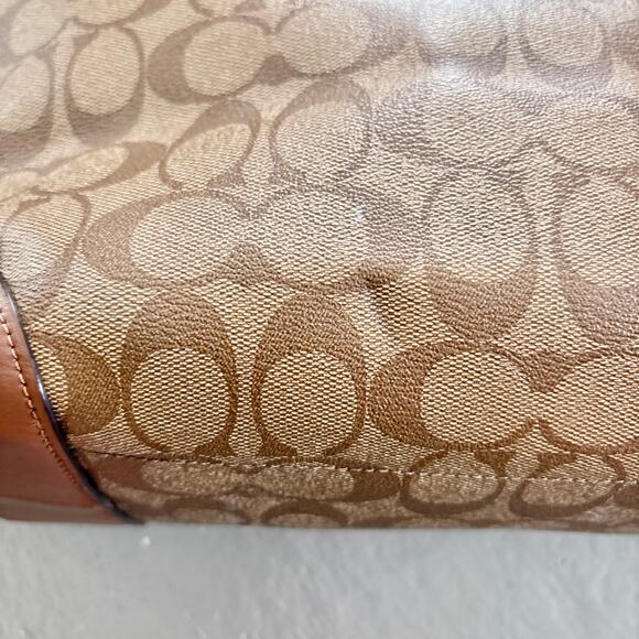 Coach Signature Canvas Zip Top Tote Bag F29208 Tan Gold Hardware - Preowned - Picture 6 of 16